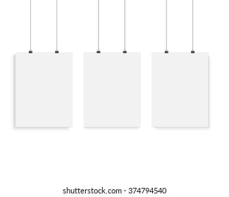 Illustration of Isolated Vector Poster Mockup Set. Realistic EPS10 Vector Set Paper Posters Isolated on White Background