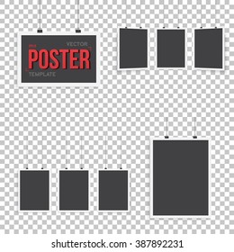 Illustration of Isolated Vector Poster Mockup Set. 