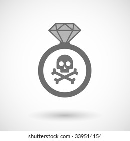 Illustration of an isolated vector ring icon with a skull