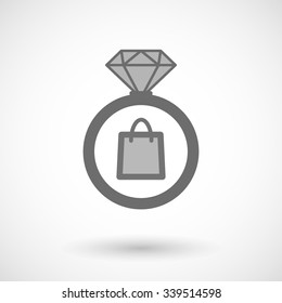 Illustration of an isolated vector ring icon with a shopping bag