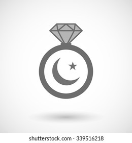 Illustration of an isolated vector ring icon with an islam sign