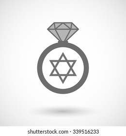 Illustration of an isolated vector ring icon with a David star