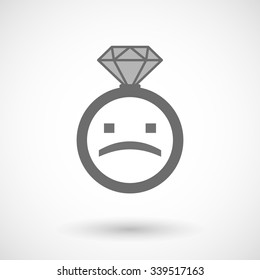 Illustration of an isolated vector ring icon with a sad text face