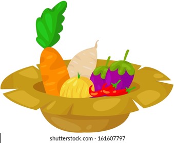 illustration of isolated vegetable in  rip hat