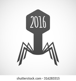 Illustration of an isolated virus icon with a 2016 sign