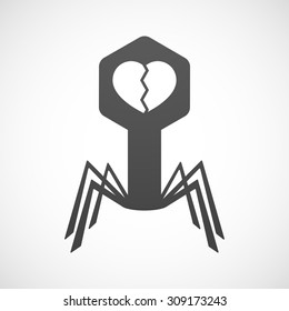 Illustration of an isolated virus icon with a broken heart