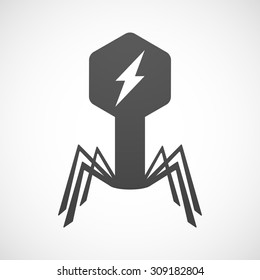 Illustration of an isolated virus icon with a lightning