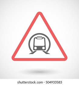 Illustration of an isolated warning line art icon with  a subway train icon