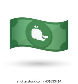 Illustration of an isolated waving bank note with a whale