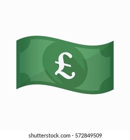 Illustration of an isolated waving bank note with a pound sign