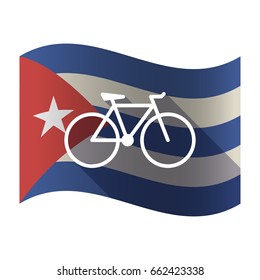 Illustration of an isolated waving Cuba flag with a bicycle