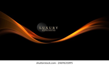 Illustration with an isolated wavy pattern in gold, copper color on a black background.