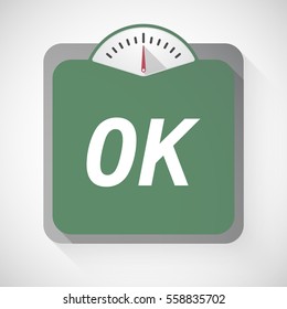 Illustration of an isolated weight scale with    the text YES