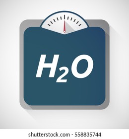 Illustration of an isolated weight scale with    the text H2O