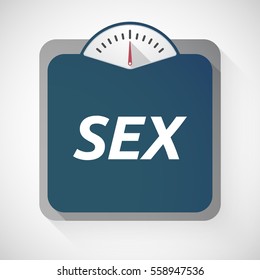 Illustration of an isolated weight scale with    the text SEX