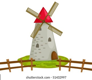 illustration of isolated windmill building on white background