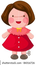 illustration of isolated windup doll on white background