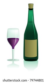 Illustration of an isolated wine glass and bottle