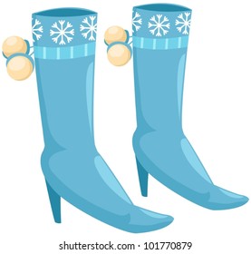 illustration of isolated winter boots on white background