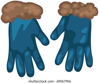 illustration of isolated winter gloves on white background