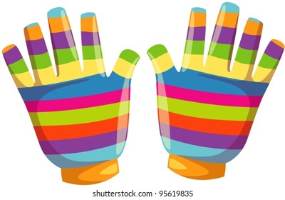 illustration of isolated winter gloves on white