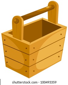 illustration of isolated a wooden bucket on white