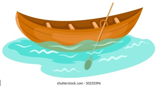 illustration of isolated a wooden canoe on white background
