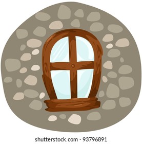 illustration of isolated wooden window on white background