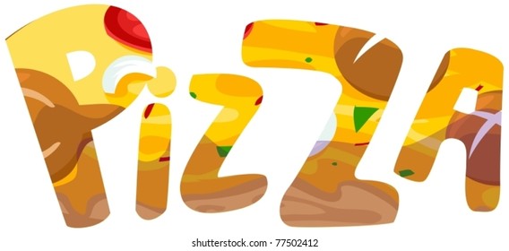 illustration of isolated the word of Pizza on white