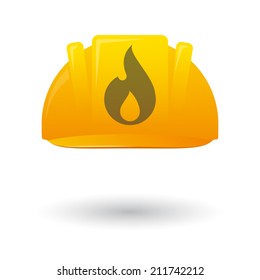 Illustration of an isolated work helmet wit a flame