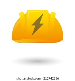 Illustration of an isolated work helmet wit a lightning
