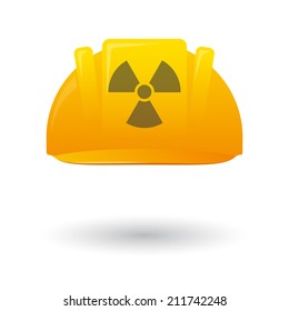 Illustration of an isolated work helmet wit a radioactivity sign