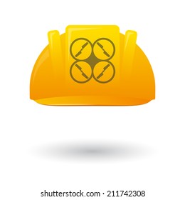Illustration of an isolated work helmet wit a drone