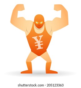 Illustration of a isolated wrestler with an icon