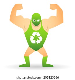 Illustration of a isolated wrestler with an icon