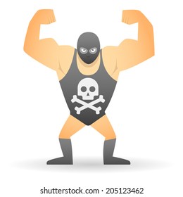 Illustration of a isolated wrestler with an icon