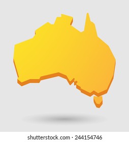 Illustration Of An Isolated    Yellow Australia Map  Icon 