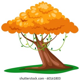 illustration of isolated yellow tree on white background