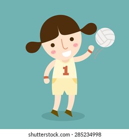 illustration of isolated young girl volleyball player vector