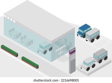 Illustration Of Isometric Car Dealership Building