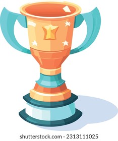 Illustration of an isometric champion cup, representation of victory and achievement
