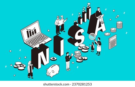 Illustration of an isometric composition imagining investment and asset management