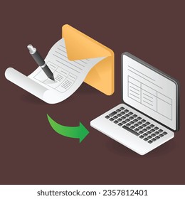 Illustration isometric concept Filling email form