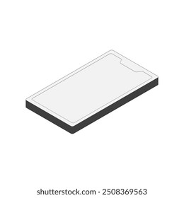 Illustration of an isometric icon on a smartphone. With main line, top surface method 1.