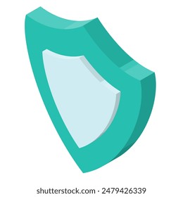 Ilustración de icono isométrico de escudo, escudo. No hay línea principal, motivo de seguridad.