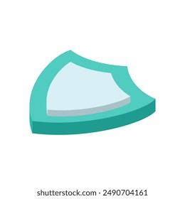 Illustration of isometric icon of shield, shield. No main line, security motif. Upward 1.