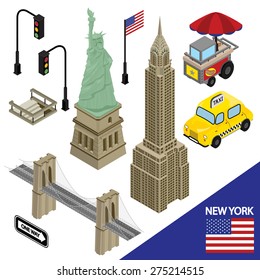 illustration Isometric Info graphic vector of New york .United States. 