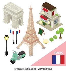 illustration Isometric Info graphic vector of Paris .France.