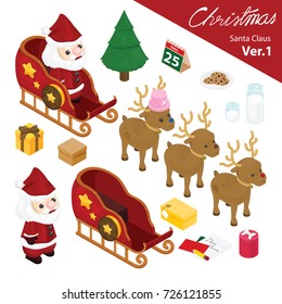 illustration Isometric Info graphic vector of Christmas and Santa.