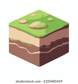 Illustration of an Isometric Landscape with Trees and Mountains in the Background